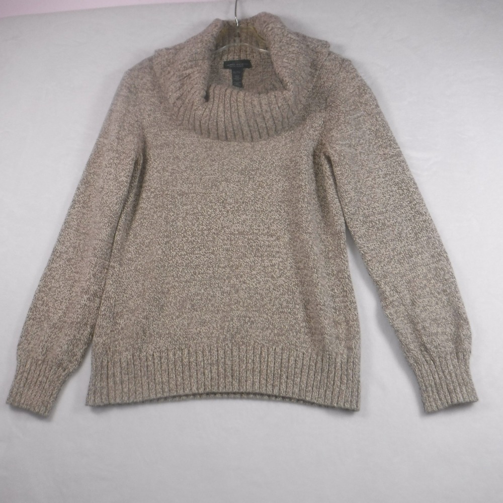Lauren Ralph Lauren Cowl Neck Marled Knit Sweater Tan White XL Cotton Blend